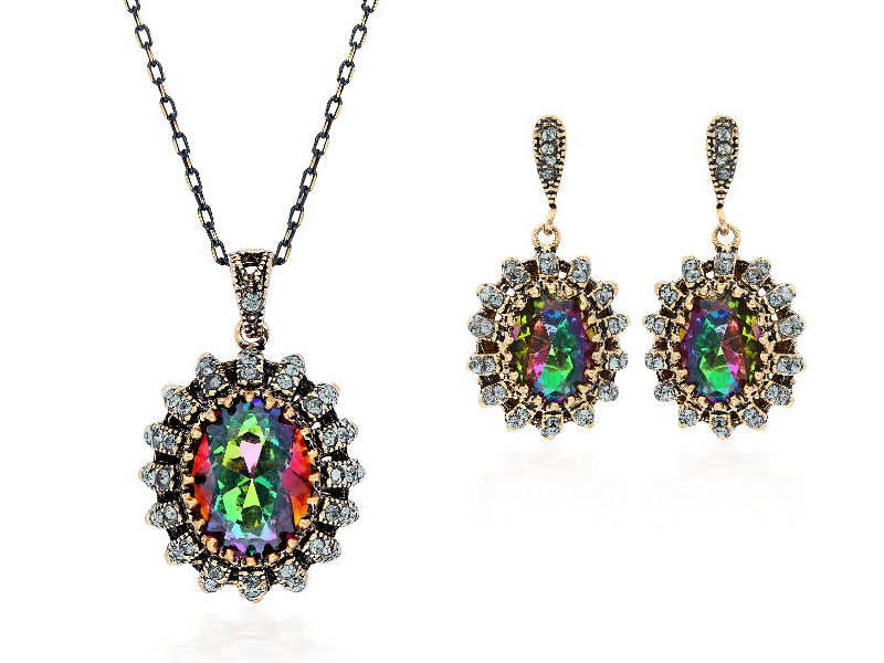 Bronz Kolye Küpe Set