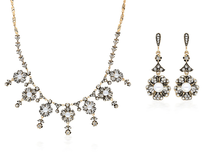 Bronz Kolye Küpe Set