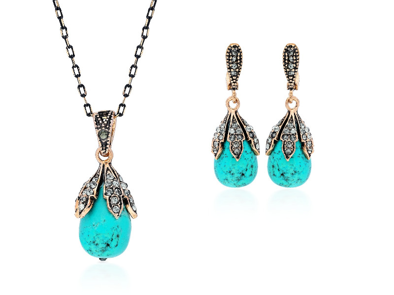 Bronz Kolye Küpe Set